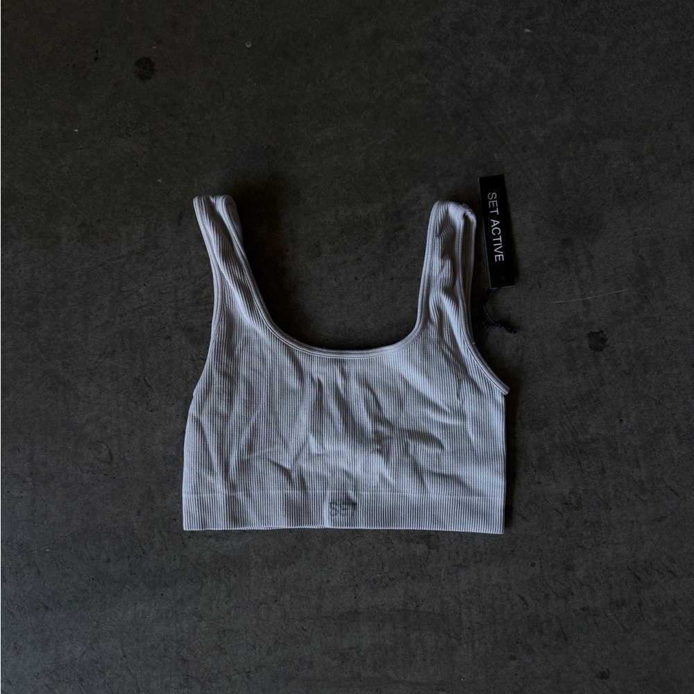 SET Active White Ribbed Bra